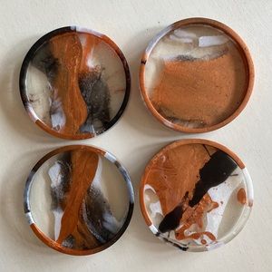 Handmade Gold and black resin coaster set